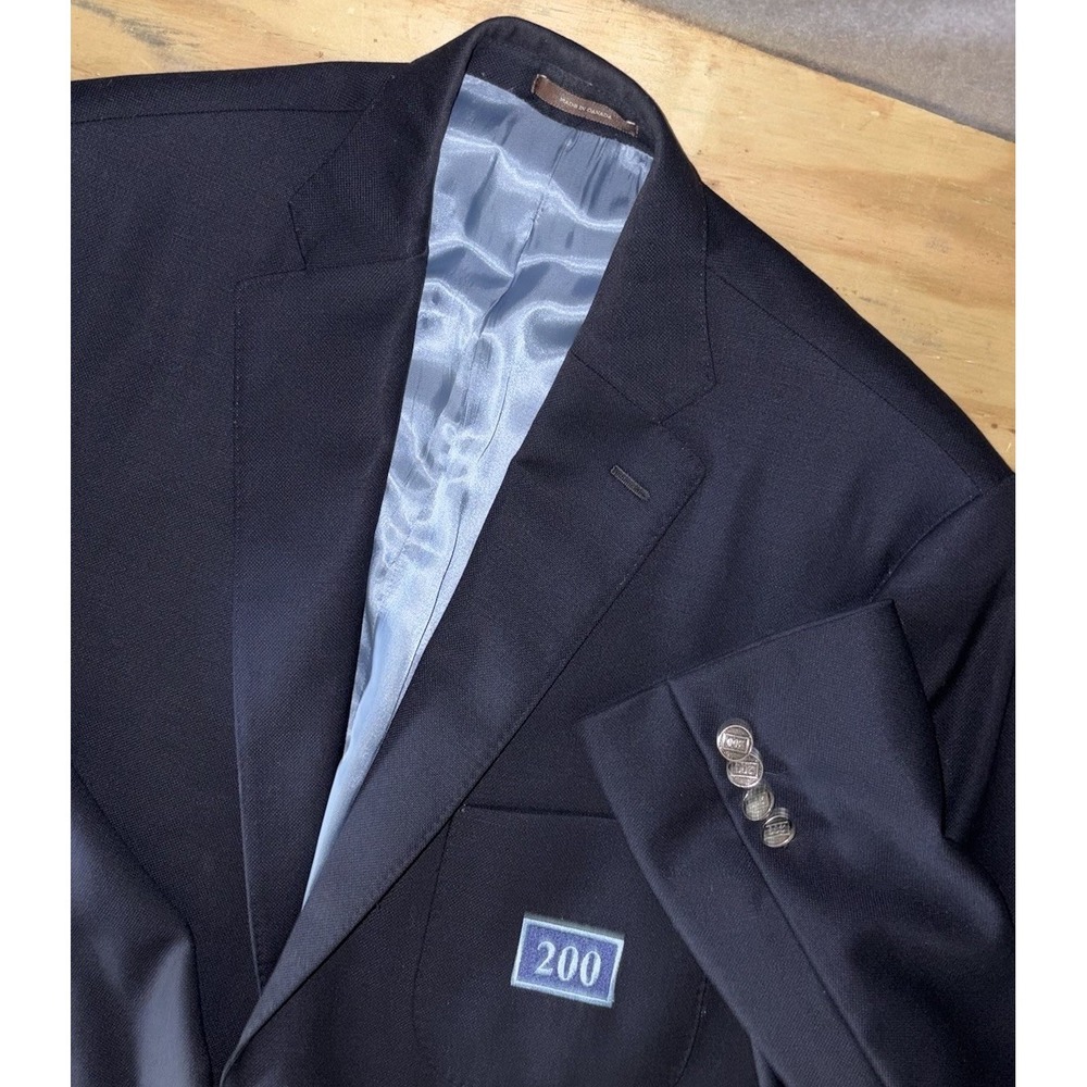 Peter Millar Dark Navy Wool Blazer with Light Blue Lining